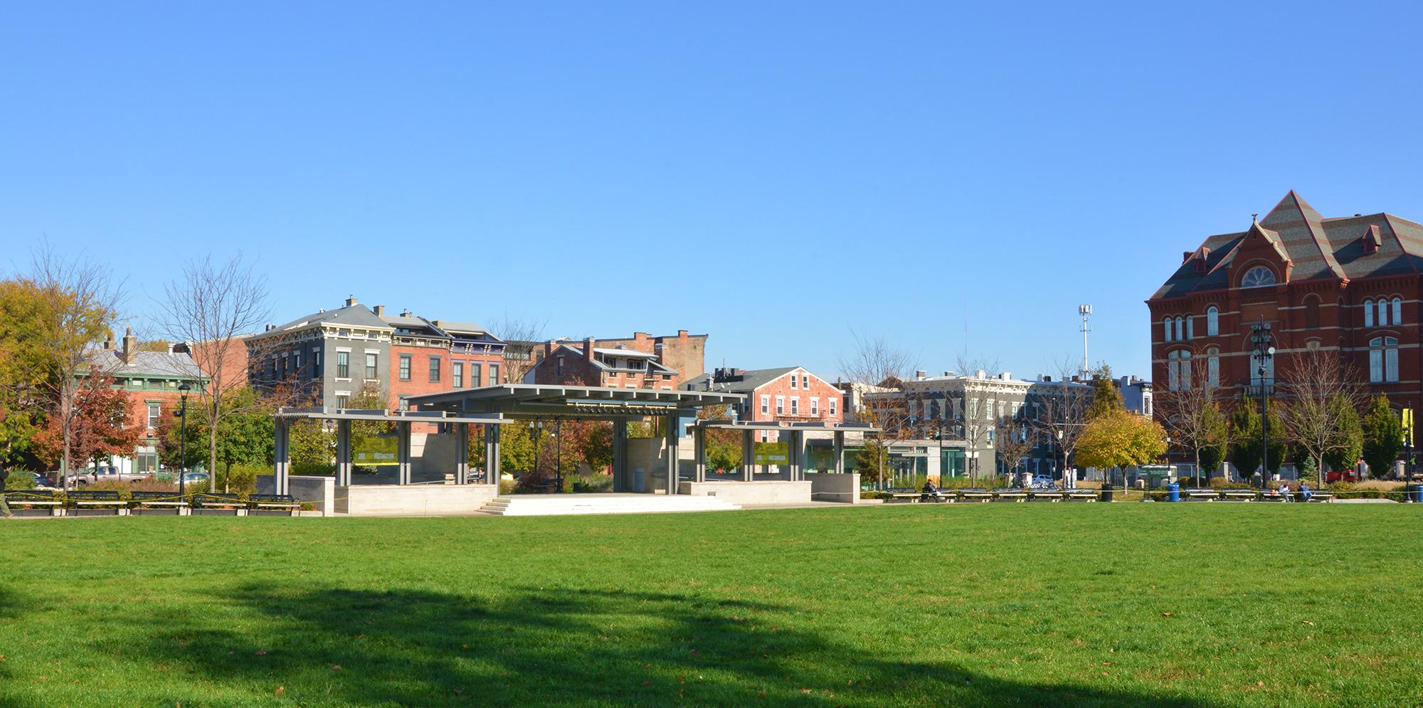 Redeveloped Washington park in Cincinnati, IBI Group provided surveying and civil engineering services